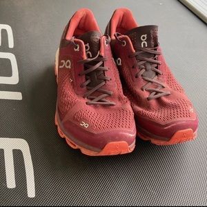 Red on cloud sneakers